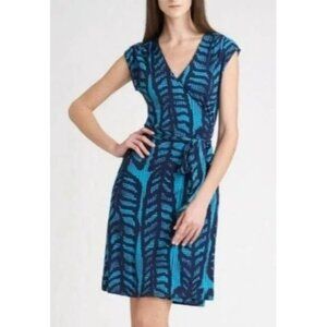 227. Tory Burch Ivette Silk Wrap Dress Blue  Small